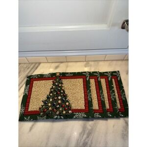 4 Vintage Trim A Home KMart Tapestry Placemats Reversible Christmas TreeWreath00